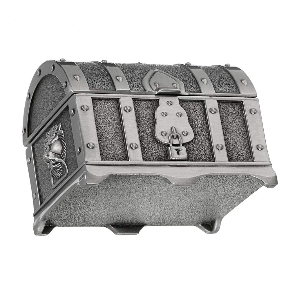 Hipiwe Vintage Metal Jewelry Box Treasure Trinket Chest,Smal Ring Earrings Necklace Keepsake Gift Holder Case for Ladies Women (Small)