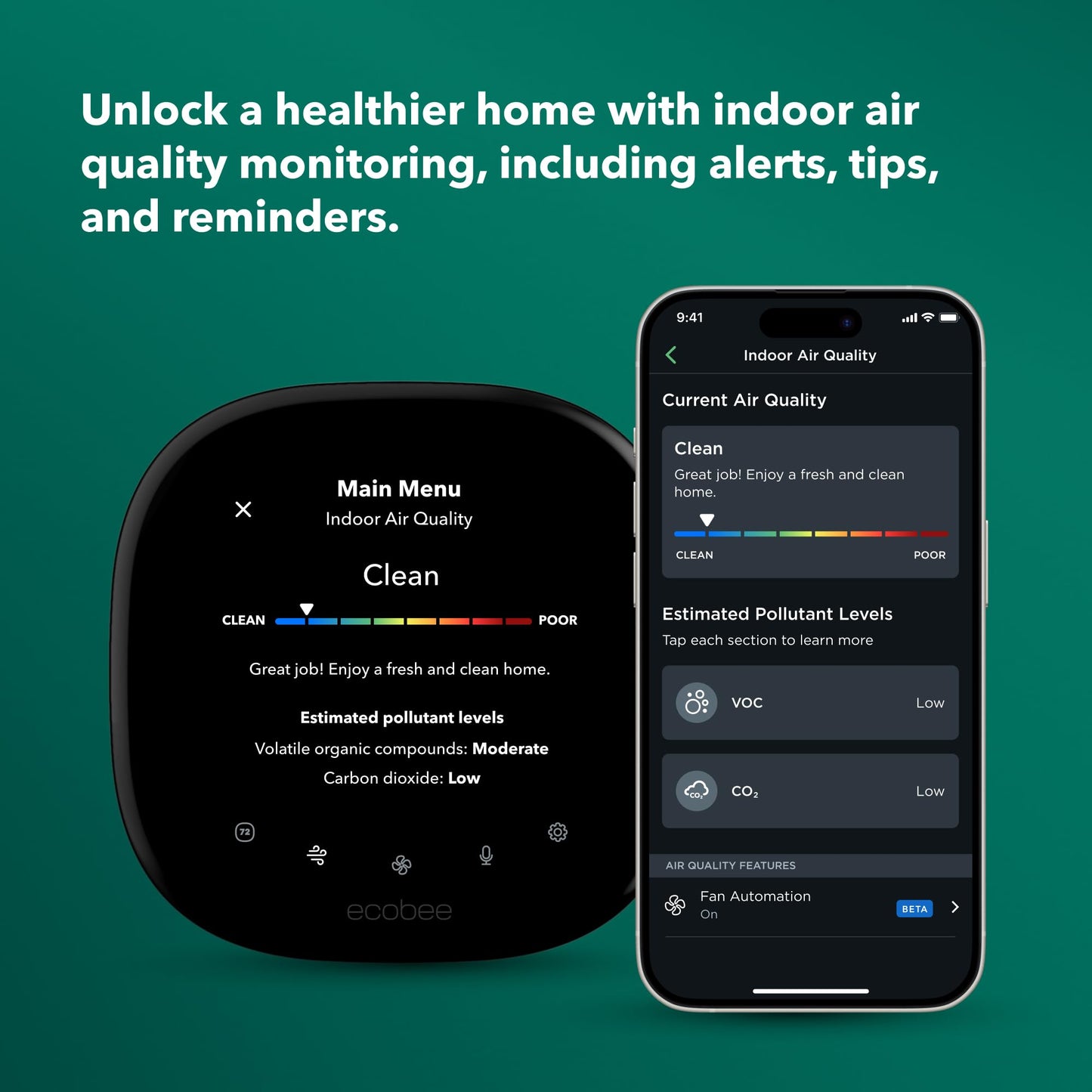 ecobee Smart Thermostat Premium with Smart Sensor and Air Quality Monitor - Programmable Wifi Thermostat - Works with Siri, Alexa, Google Assistant