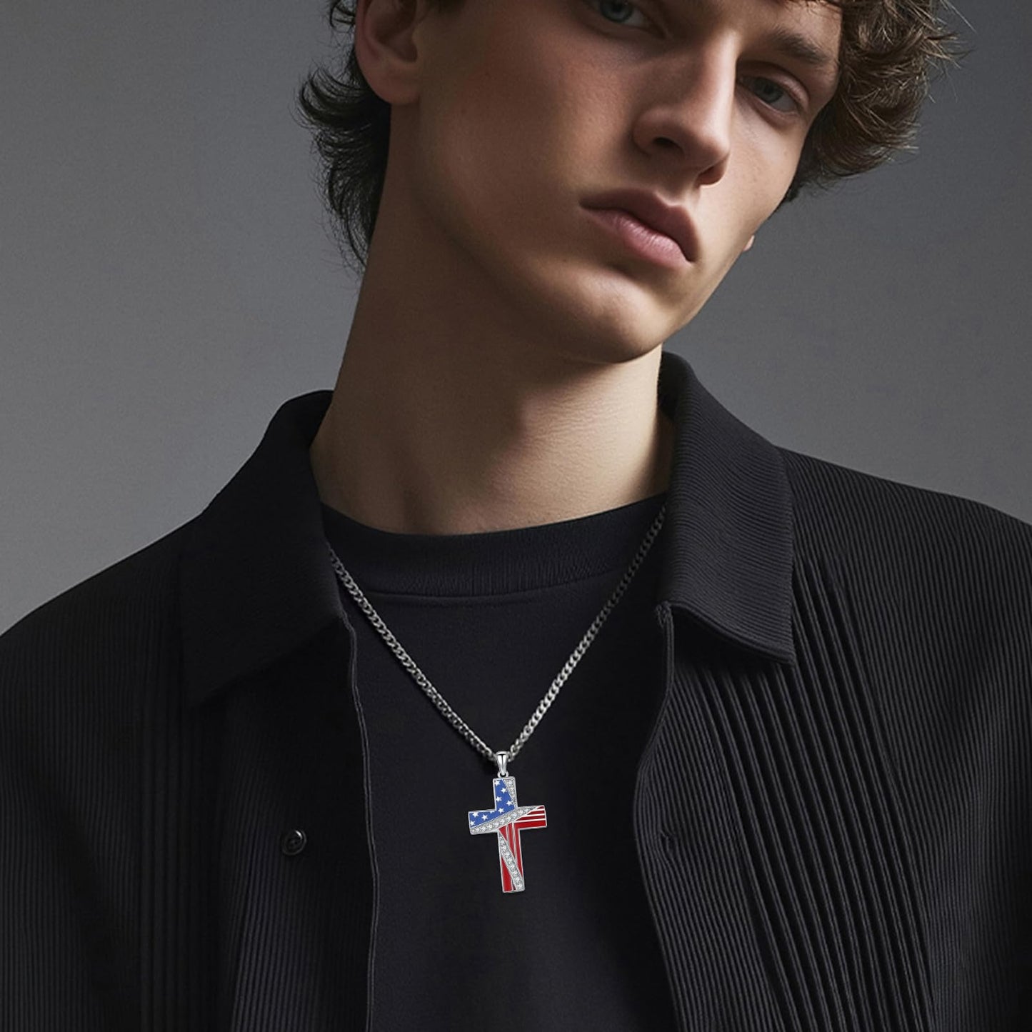 YEESIA Cross Necklace for Women Men 925 Sterling Silver Orthodox Jesus Crucifix Pendant Necklace with Abalone Cross Jewelry Gift for Women Men
