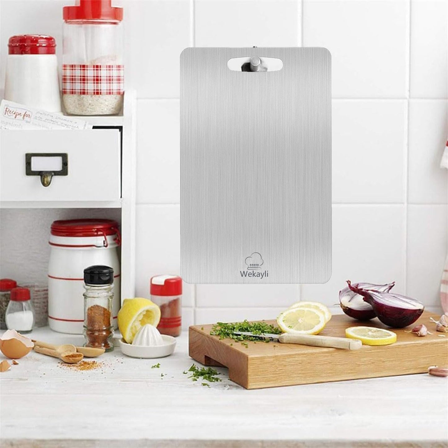 Wekayli 304 Stainless Steel Cutting Board, Non Toxic Cutting Boards for Kitchen, Dishwasher Safe and Knife Friendly Chopping Board for Meat Vegetable Fruit(15"x 11",13"x 9",10"x 6")