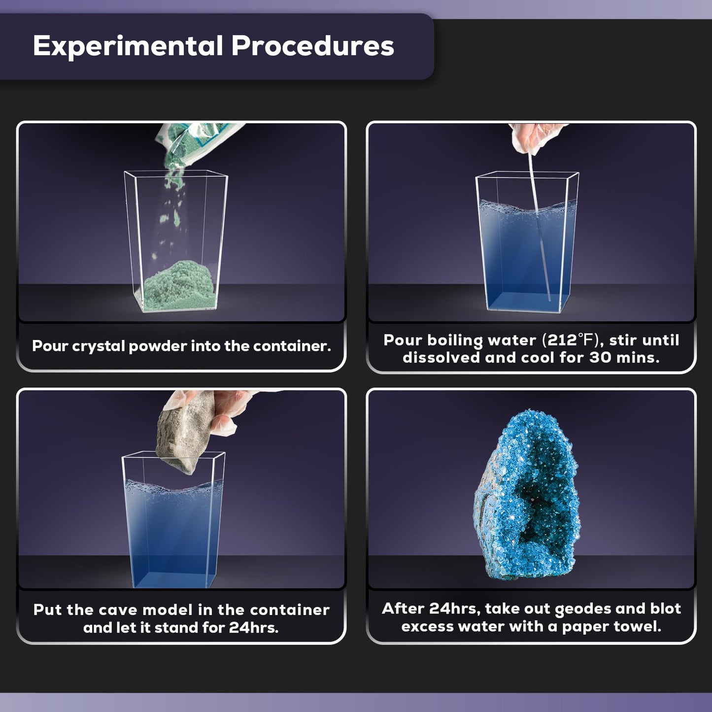 GobiDex Geodes Growing Science Kit for Kids Age 6-8-12, Geodes with Crystals Grow Fast in (24H), STEM Educational Science Experiments Toys, Geology & Rock Enthusiasts Collection, Gifts for Boys Girls