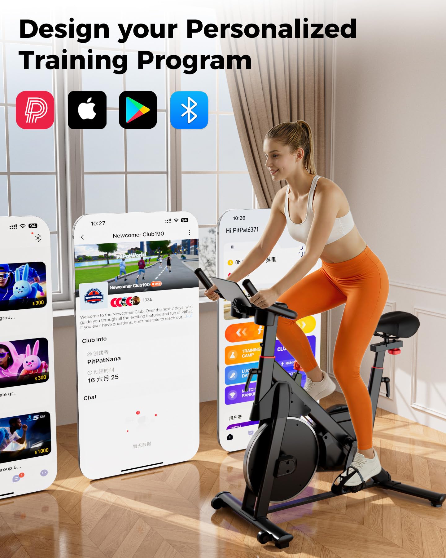 SupeRun Magnetic Exercise Bike for Home, Stationary Bikes Indoor Cycling with 32-Level Resistance, Adjustable for Users 5'1" to 5'11" & 300lbs Capacity