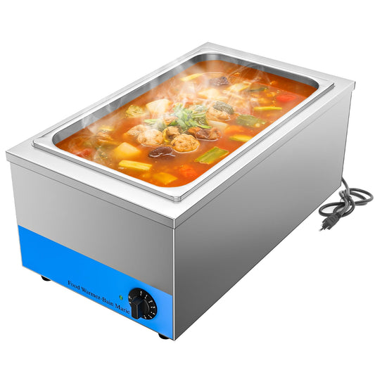 Culistra Commercial Food Warmer, 1200W Electric Stainless Steel Steam Table Soup Warmer, Bain Marie, 12" x 20" x 6 1/4", for Catering, Canteens, Cafeterias, Restaurants, Hotel, CSA Certification