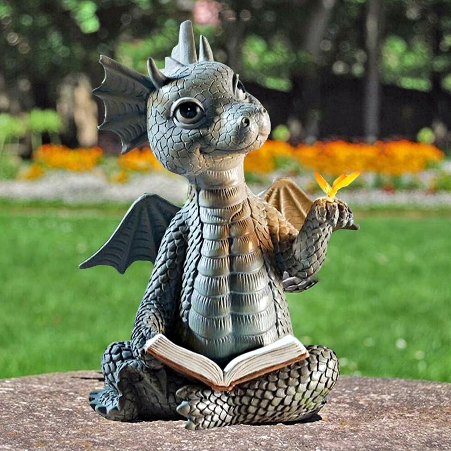 YWHWXB Garden Dragon Resin Sculpture,Lovely Outdoor Sculpture Ornaments,Garden Dragon Decor Statue for Home Patio Courtyard Lawn Decoration