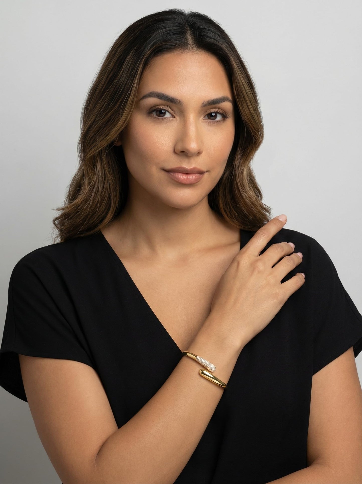 mulanci Gold Cuff Bracelets for Women, 14K Gold Plated Open Cuff Bangle Bracelet with CZ Pave, Minimalist Stackable Chunky Gold Bracelet for Women