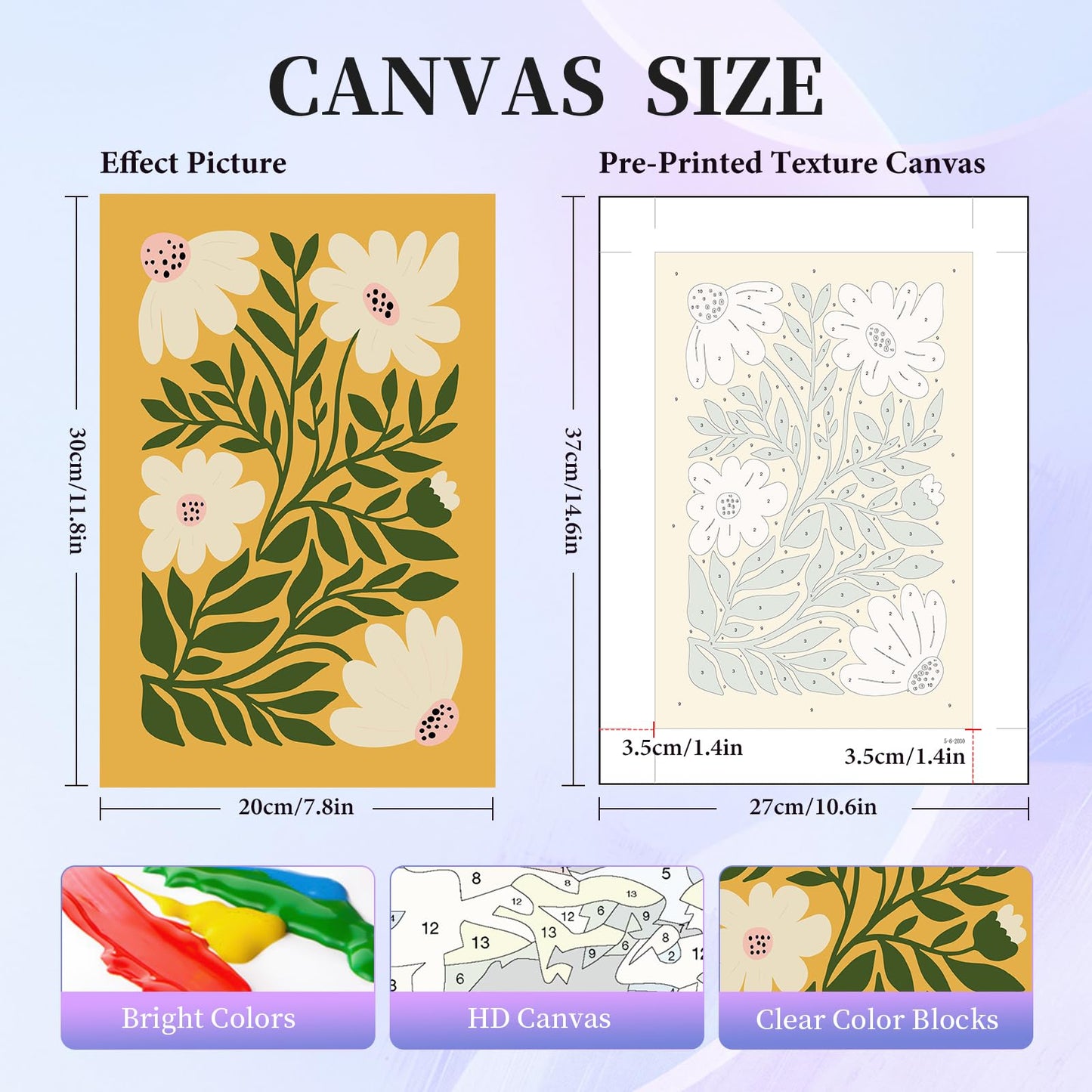 6 Pack Paint by Numbers Kit for Adults Beginner, Flower Adult Paint by Number Kits on Canvas Without Frame, Easy Flowers DIY Acrylic Oil Painting by Numbers Kits, Perfect for Home Decor 8x12 Inch