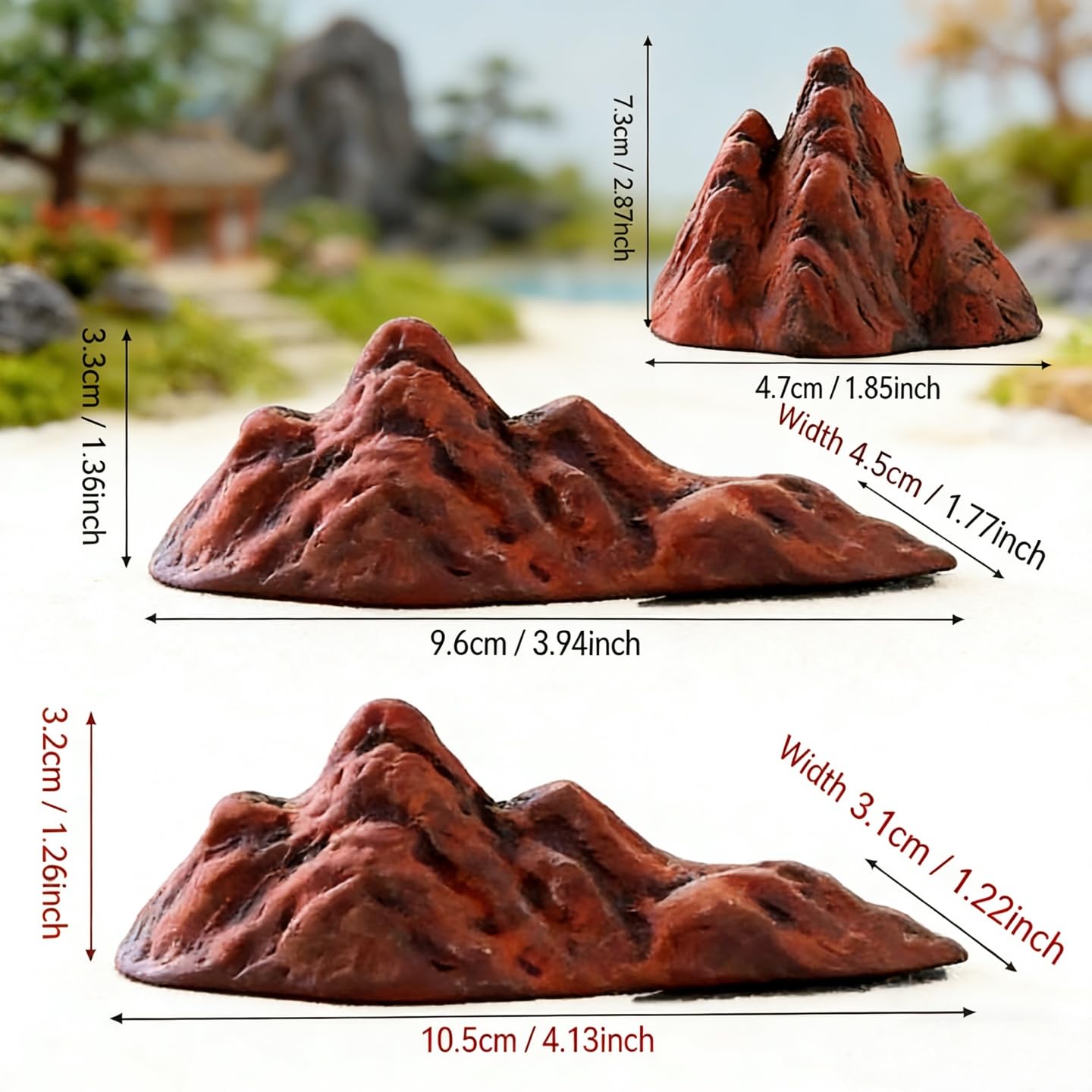 TUESMEILL Miniature Mountain Landscape, Aquarium Mountain Diorama Kit, Mini Mountain Figurine for DIY Craft Fish Tank Landscape Decorations Garden Ornament, Pack of 3