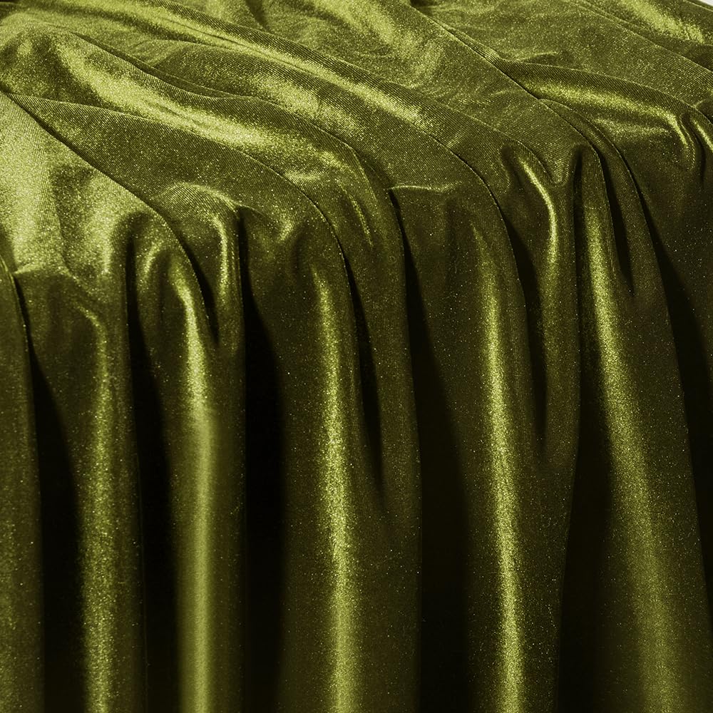 Light Olive Green Velvet Fabric by The Yard, 60" Wide Soft Stretchy Velveteen Fabric, 5 Yards Velvet Material for Upholstery Sofa Chair Cover DIY Sewing Costume Craft Curtain