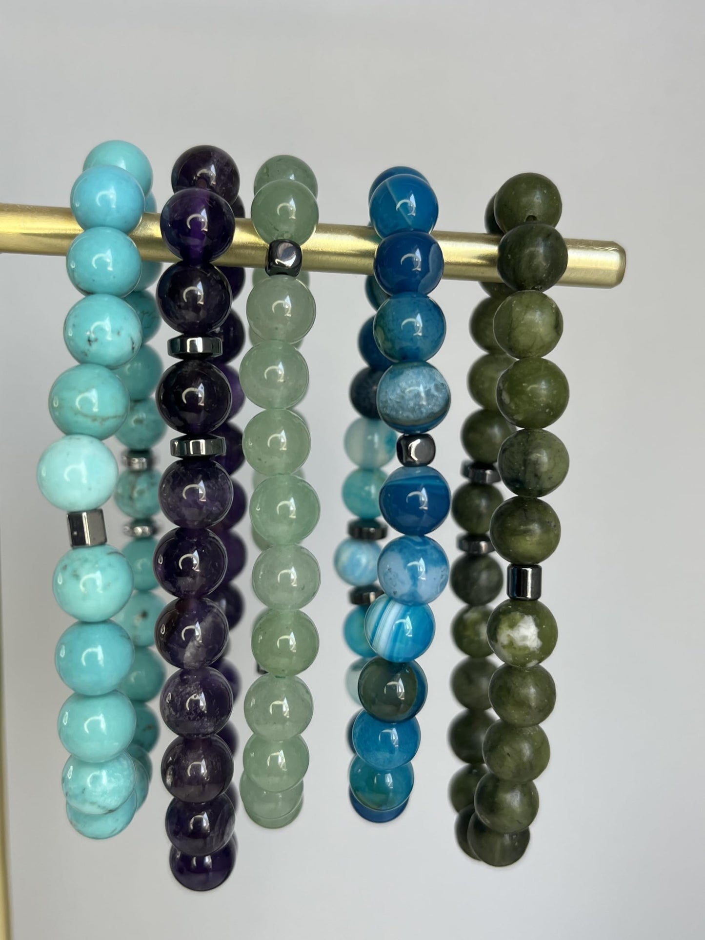 joy-d 8mm Amethyst Beaded Bracelets with Natural Stone and Hematite Accents, Unisex Gemstone Beads Jewelry for Men and Women - Thoughtful Gift for Him and for Her