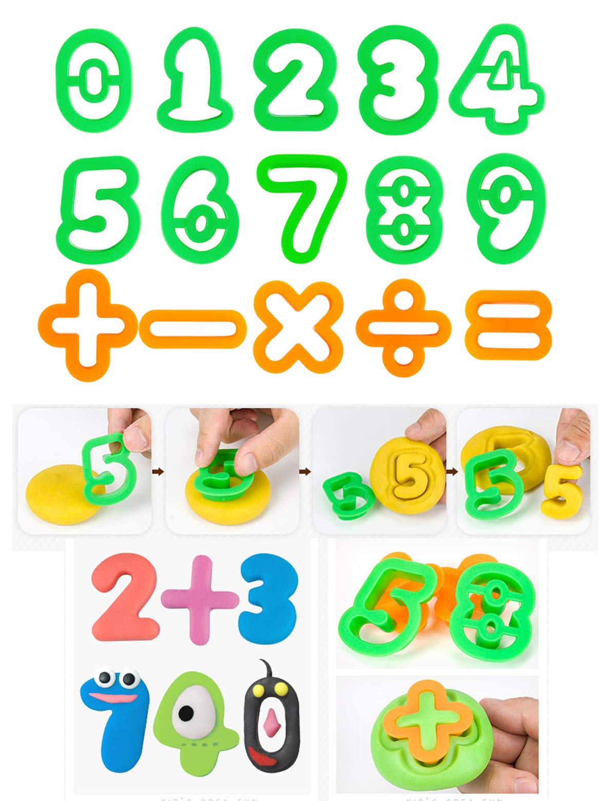 Kids Letter Molds Tools Set，Numeral Various Plastic Animal Molds for Creative Cutting (63 Pieces)
