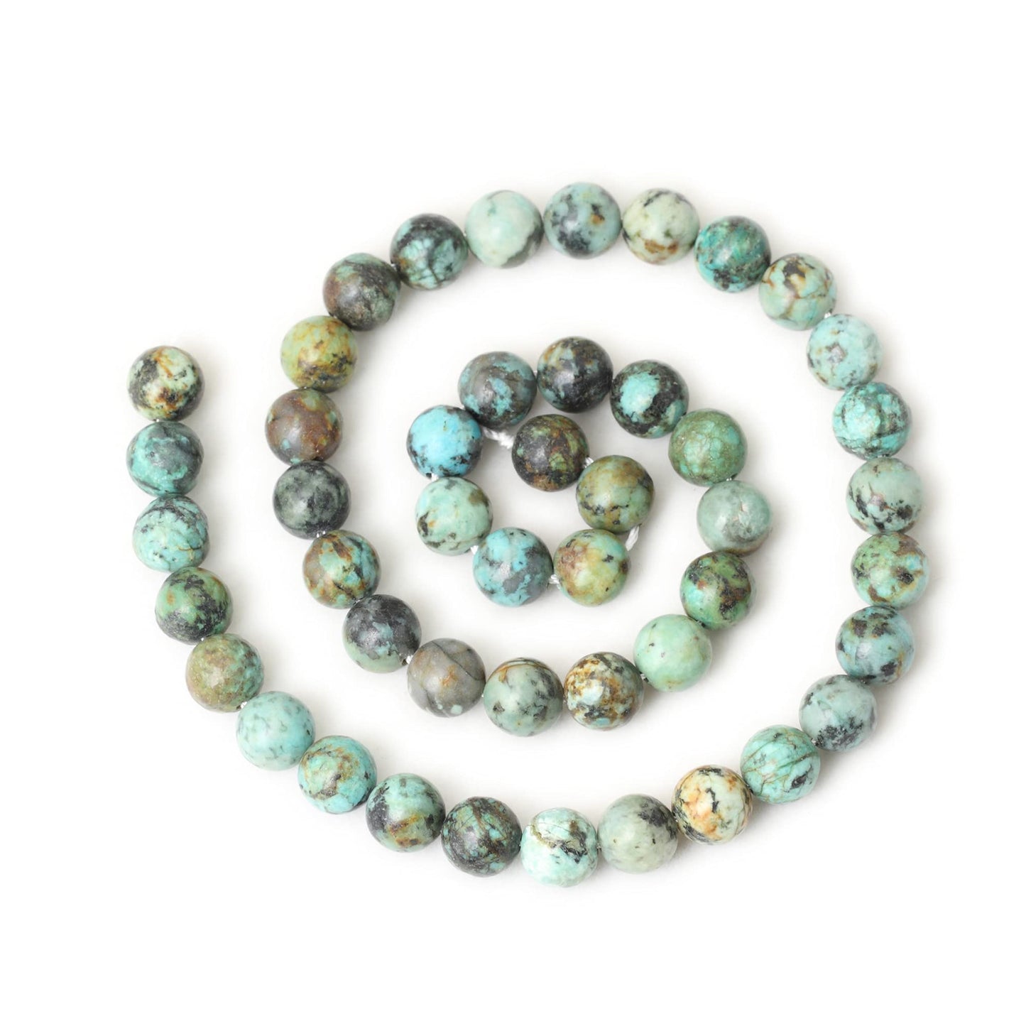 CHEAVIAN 45PCS 8mm Natural African Turquoise Stone Gemstone Round Loose Beads for Jewelry Making DIY Bracelet Necklace Materials 1 Strand 15"