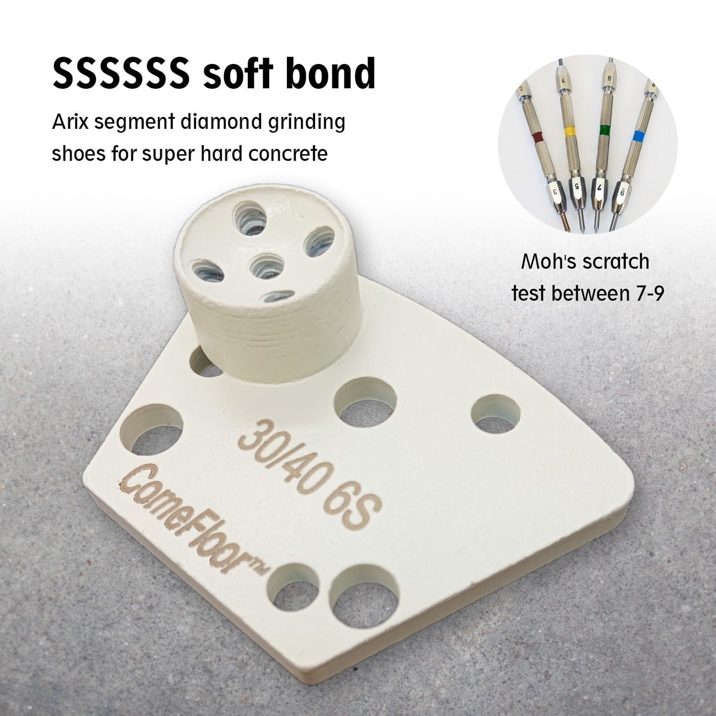 Concrete Floor Grinding Disc, Arranged Diamond Metal SSSSSS Bond for Super Hard Concrete Preparation, ARIX Segment, Compatible with ASL/Warrior/Iron Horse Grinders, 30/40 Grit, 9PCS