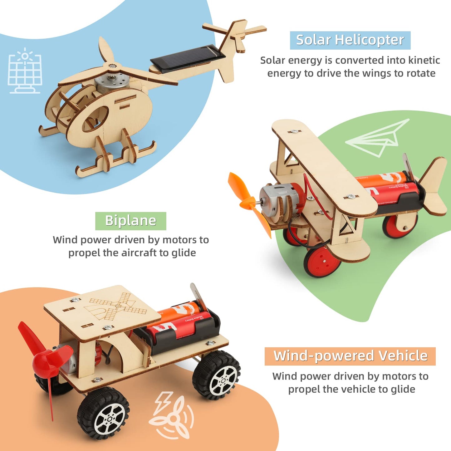 Yutin STEM Kits for Kids Age 8-10 10-12, 6 Set Wood Building Projects Crafts Science Model Car Kits for Kids Age 8-12, Wooden 3D Puzzles, STEM Toys for Boys 8 9 10 12 13 Year Old Birthday Gifts