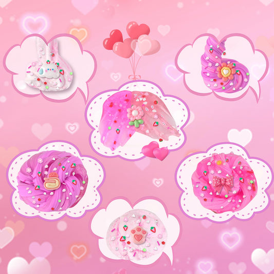 6 Pack Slimes, Pink Slime Kids, Cloud Slime kit for Girls Ages 8-12, Toys for Girls and Boys, for Kids Slime Set Party kit Goodie Bag Stuffers, 4 5 6 7 8 9 10 Year Old Girl Birthday Gift Cute Stuff