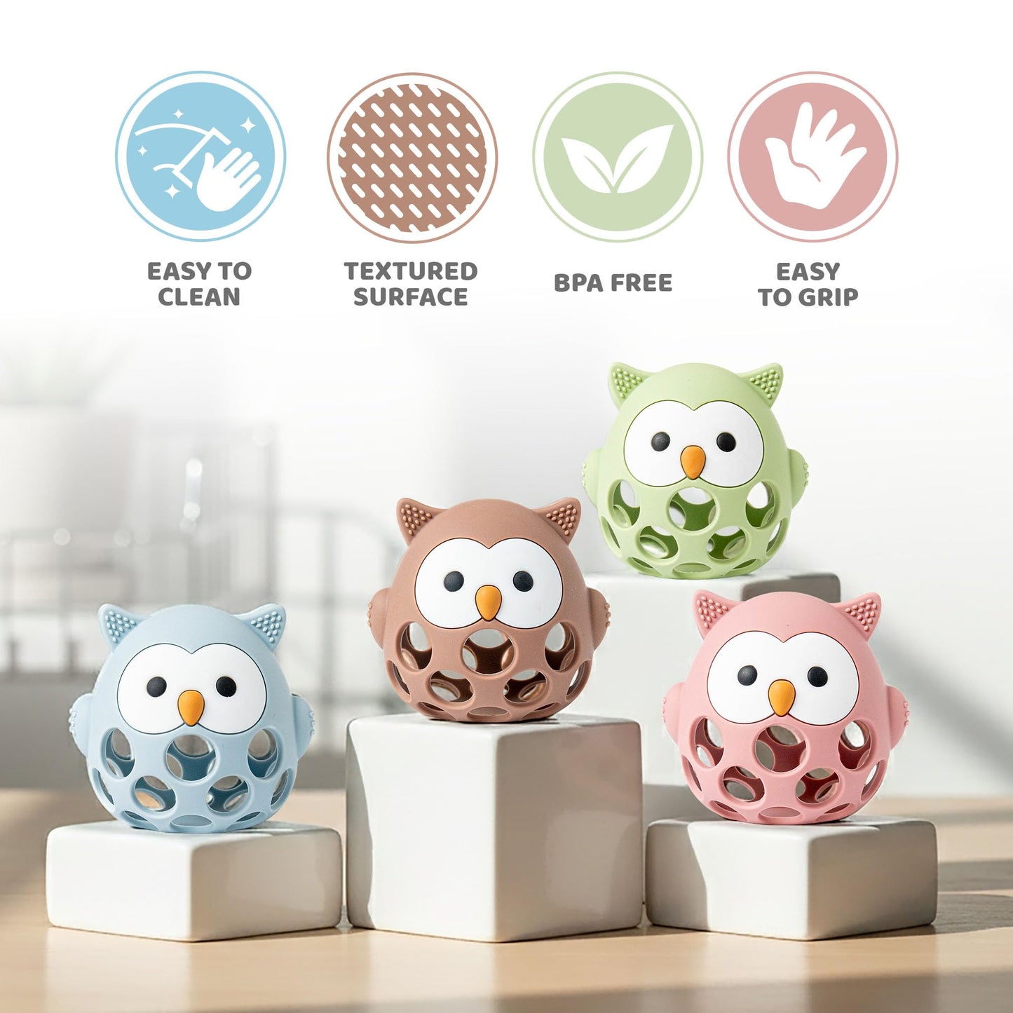 Baby’s Way Teething Toy – Owl Silicone Teether Toy for Babies 3–6 Months Toys for 6–12 Months – Baby Teething Relief, Silicone Teethers for Babies