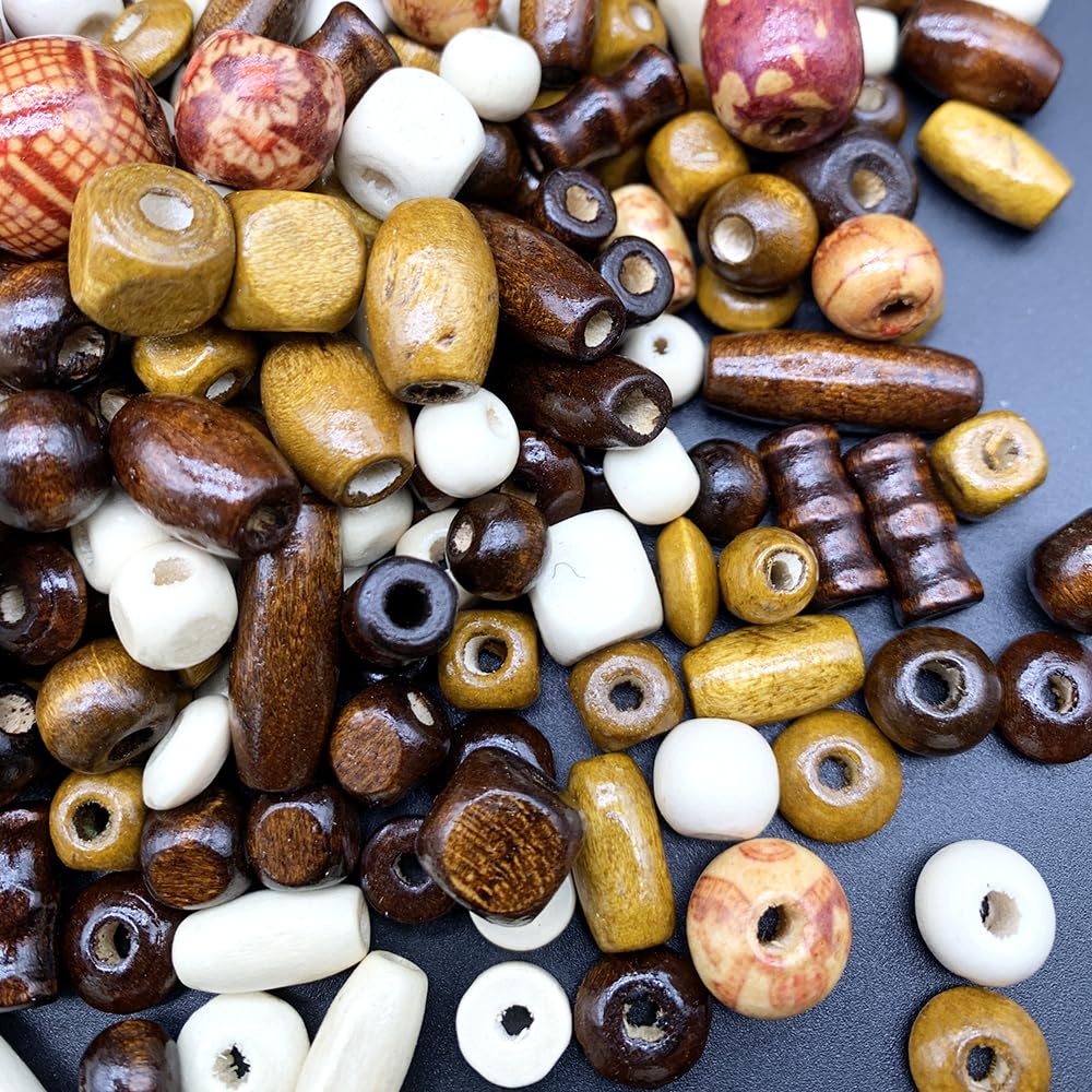 1020 Pcs Printed Wooden Bead Assorted African Beads, Loose Wood Beads Macrame Supplies, Natural Wooden Bead for Jewelry Bracelets Necklace Earring Making DIY Craft Project