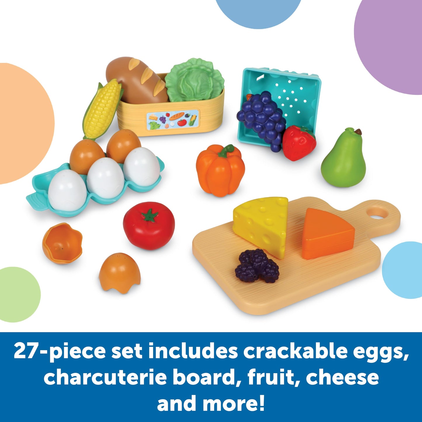 Learning Resources New Sprouts Farm-to-Table Fresh Market - Pretend Play Food for Kids, Grocery and Kitchen Play Toys, Toddler Fine Motor Skills, Montessori Activities, Gifts for Boys and Girls