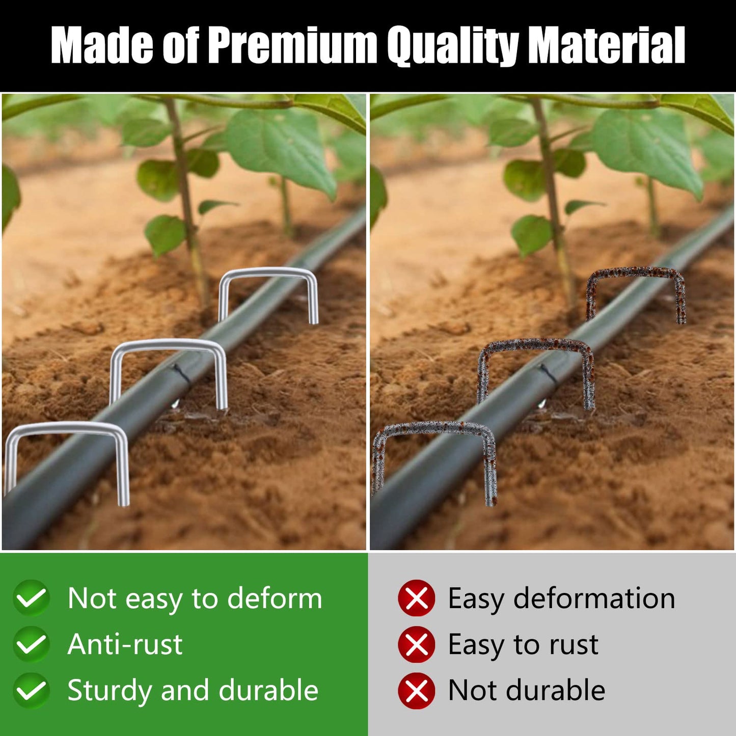 FEED GARDEN 6 Inch 50 Pack Hot-dip Galvanized Landscape Staples Plant Cover Spikes 11 Gauge Tent Stakes Garden Stakes Landscaping Fabric SOD Pins Yard Pins for Decoration Weed Barrier Fabric