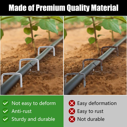 FEED GARDEN 6 Inch 100 Pack Galvanized Landscape Staples Plant Cover Stakes 11 Gauge Tent Stakes Garden Stakes Landscaping Fabric SOD Pins Yard Stakes for Decoration Weed Barrier Fabric