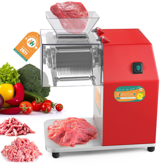 Newhai 850W Meat Cutter Machine, Commercial Meat Cutting Machine 10mm Heavy Duty, Stainless Steel Meat Slicer Shredder Restaurant, for Boneless Meat Soft Vegetables