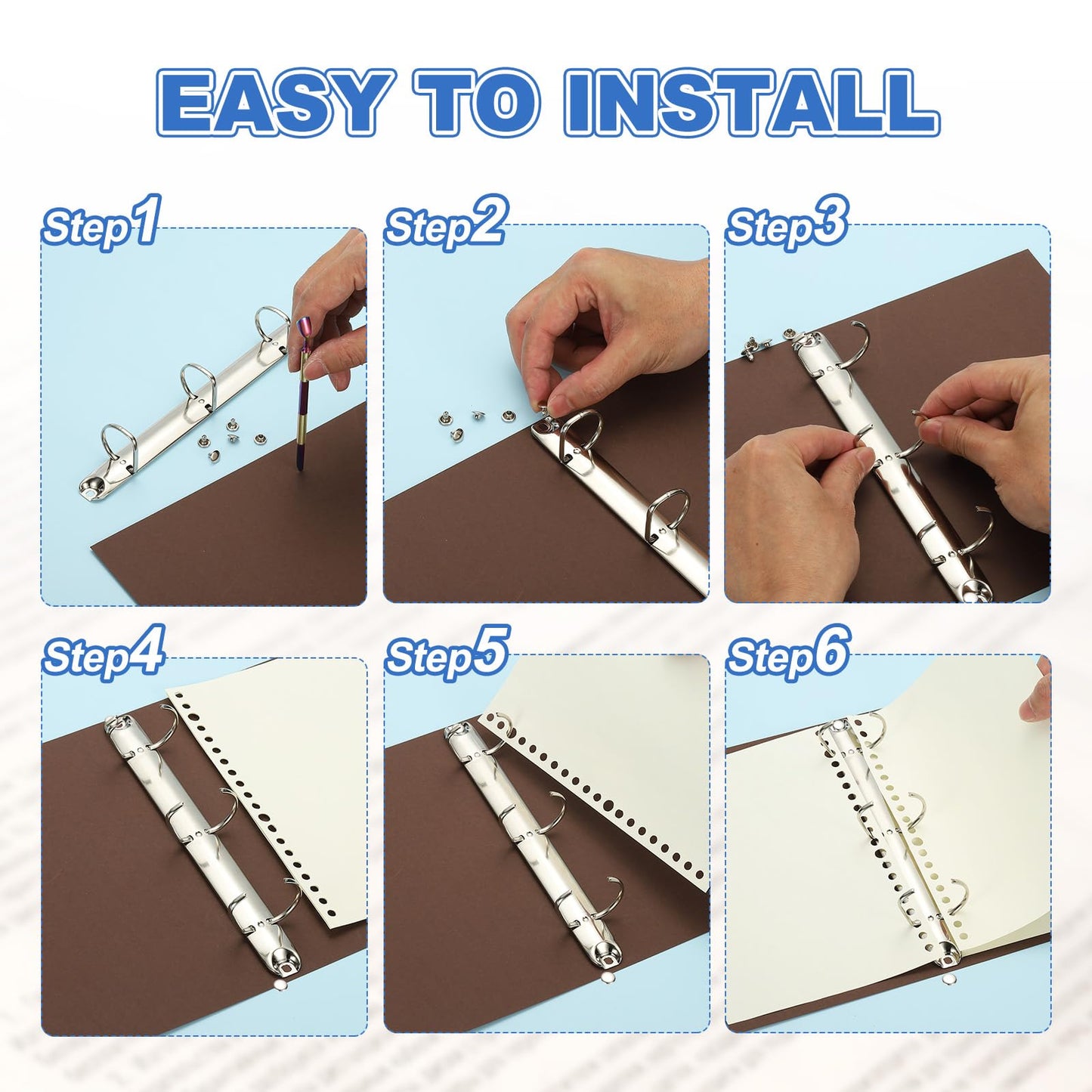 PATIKIL A5 3 Hole Ring Binder Mechanisms, 5 Set 1.5" D Ring Replacement Binder Planner Loose Leaf Binding Spines for Organizers DIY Fill Paper Storage Folder Accessories, 26mm Silver Tone