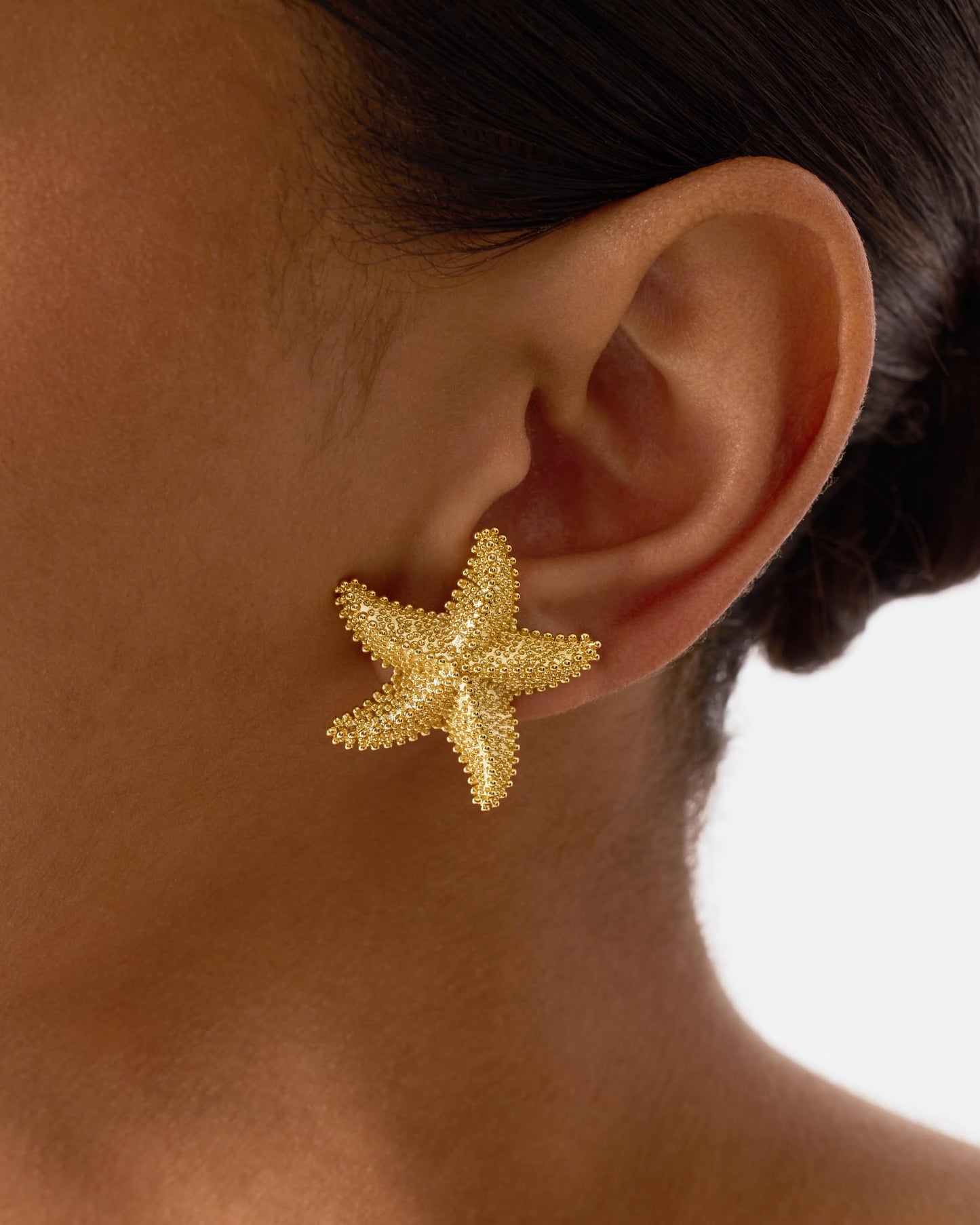PAVOI 14K Yellow Gold Plated 925 Sterling Silver Posts Starfish Statement Earrings for Women | Chunky Ocean Starfish Stud Earrings | Hypoallergenic Jewelry