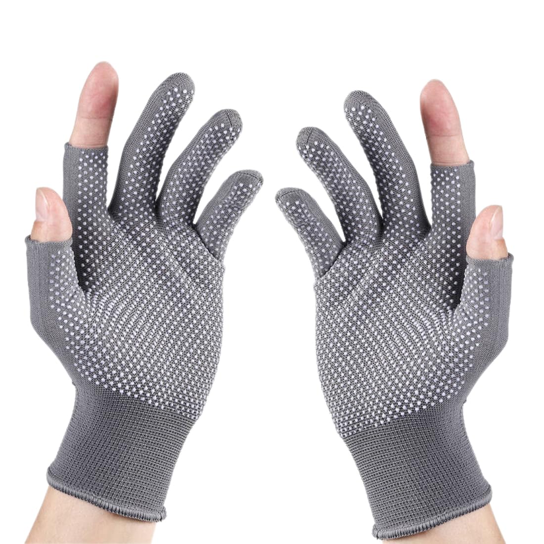 Nylon Work Glove for Garden/Cycling-2 Pairs Lightweight 2 Half-Finger Breathable Fingerless Garden Gloves Fishing Gloves