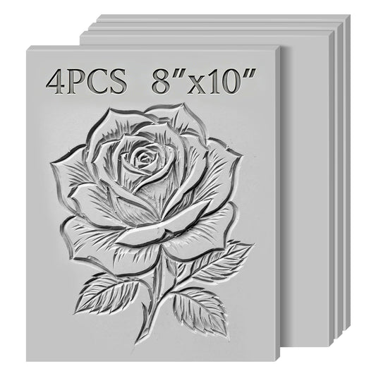 4 Pack 8 x 10 Inch Gray Rubber Stamp Carving Blocks, (0.24" Thick) Soft & Easy-to-Carve Rubber Blocks for DIY Stamp Making, Printmaking & Art Projects, Craft Supplies for Beginners and Professionals