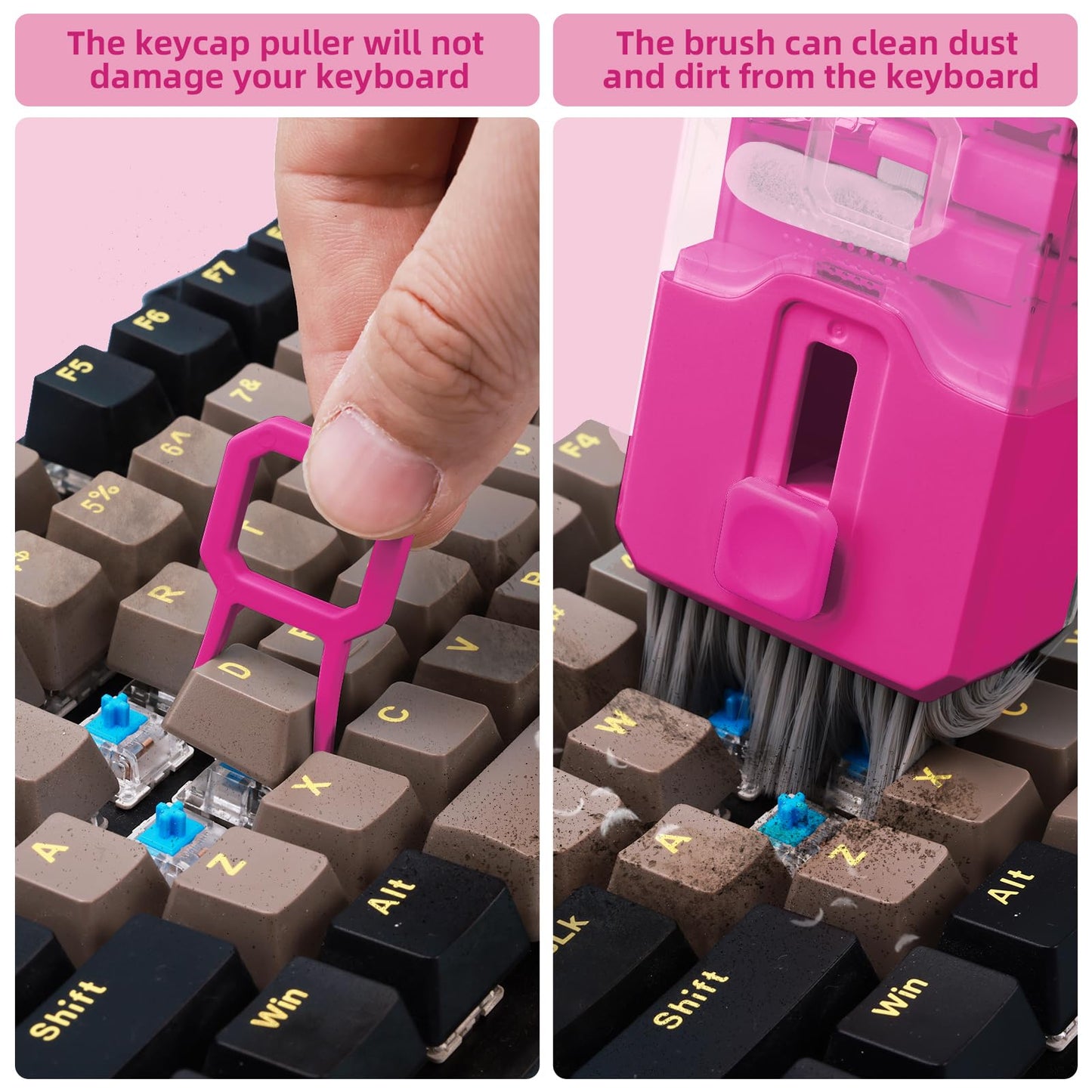Ordilend Keyboard Cleaner Laptop Cleaning Kit, Car Accessories for Women Interior, Desk Accessories Office Supplies for Women, Patented Camera Cleaning Kits, HotPink