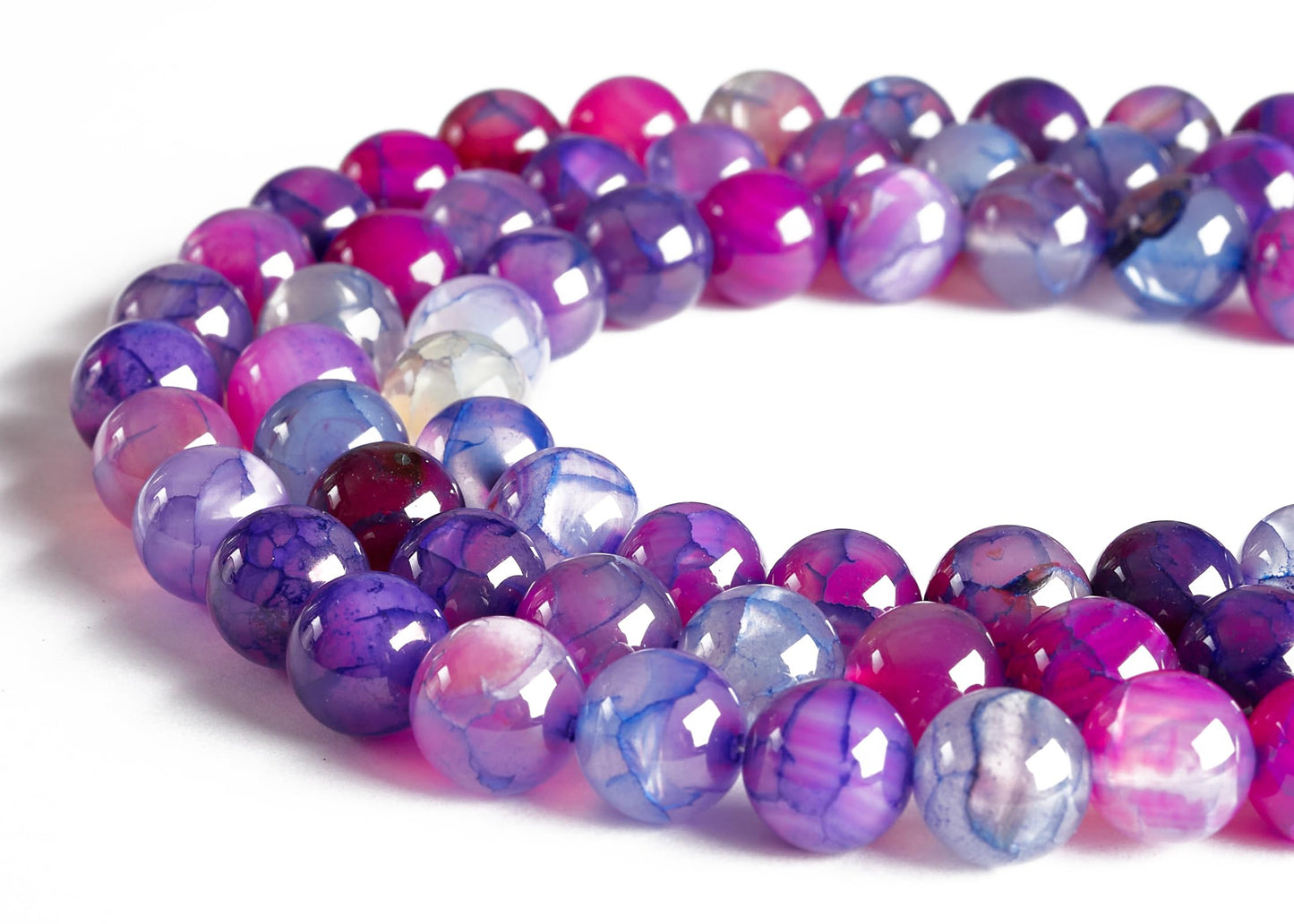100pcs 8mm Purple Dragon Vein Agate Beads Natural Gemstone Beads Round Loose Beads for Jewelry Making