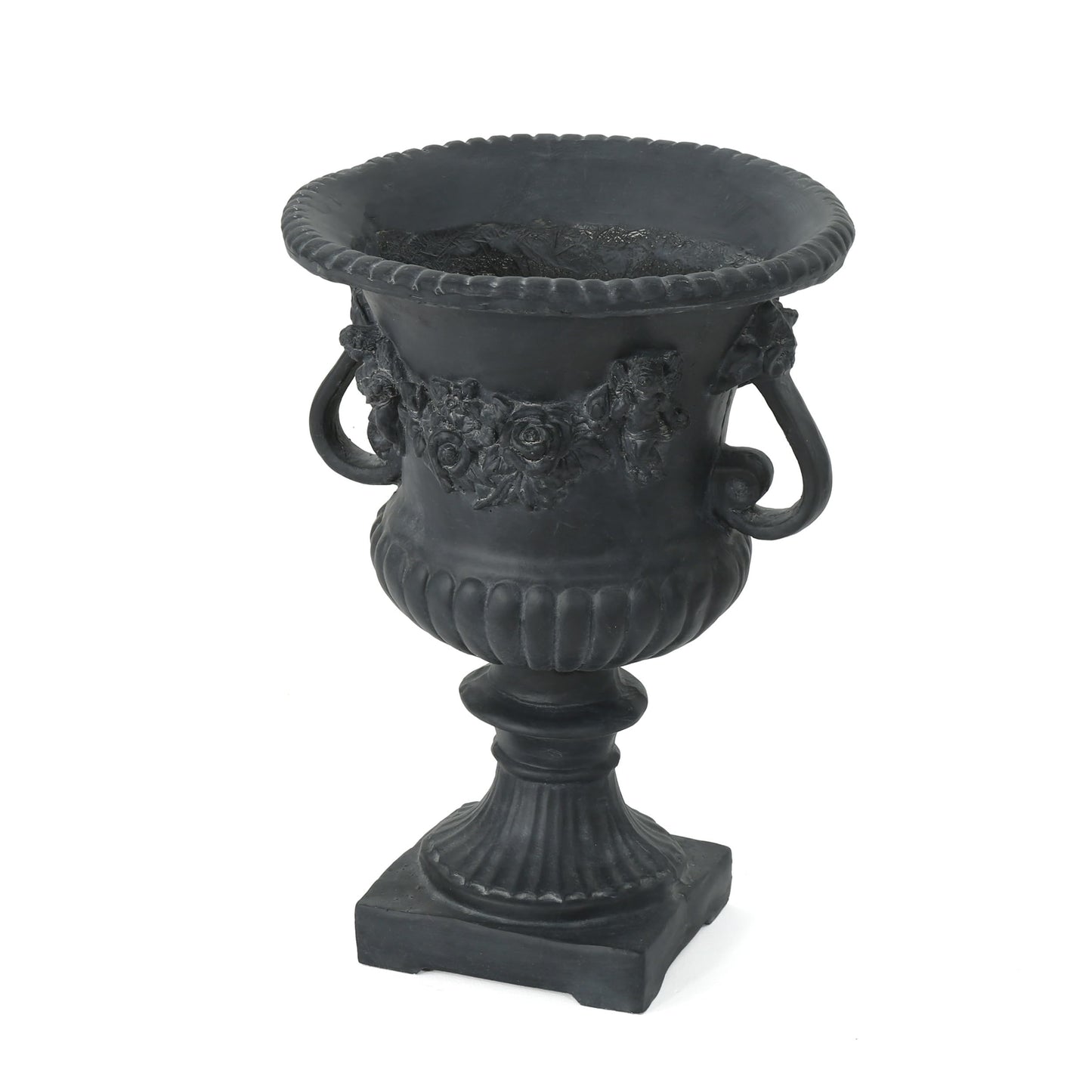 Merax 24 Inches Tall MGO Garden Urn Planter, Lightweight Concrete Decorative Outdoor Urn for Patio, Backyard & Garden, Antique Black