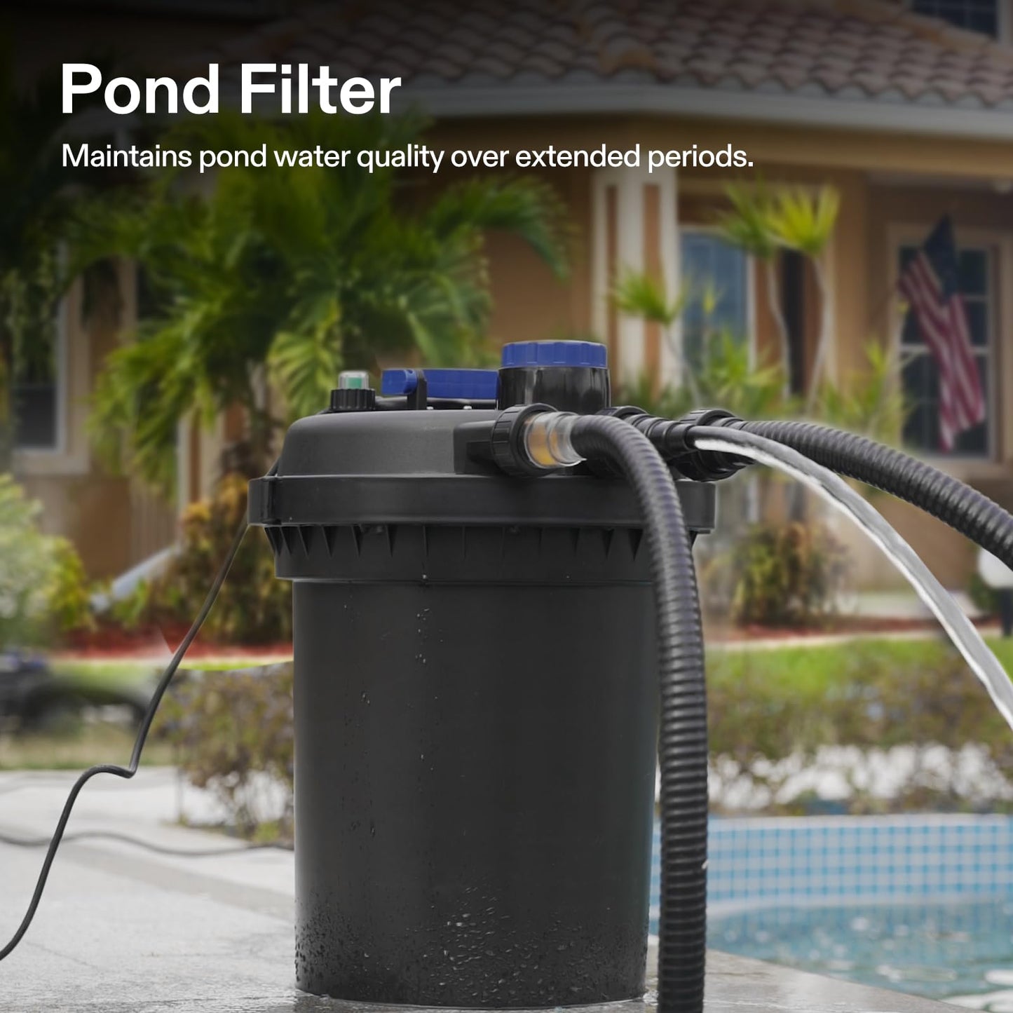 VIVOGROW Bio Pressure Pond Filter, with 13W UV-C Light, 2630 GPH Suitable for Koi Ponds up to 1300 Gallons or Landscape Pools up to 2600 Gallons