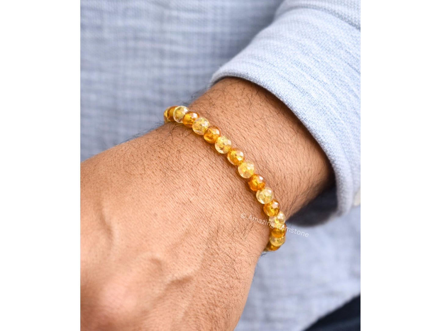 Amazing Gemstone Citrine Bracelet for Women - Chakra Mens Bracelet Protection Crystals and Healing Stones - Blessing Bracelet Spiritual Meditation Gift Christmas Stocking Stuffers
