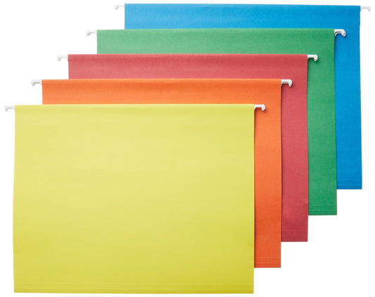 Amazon Basics Hanging Organizer File Folders for Efficient Filing, Sturdy, Adjustable Tabs, Letter Size, Pack of 25, Green