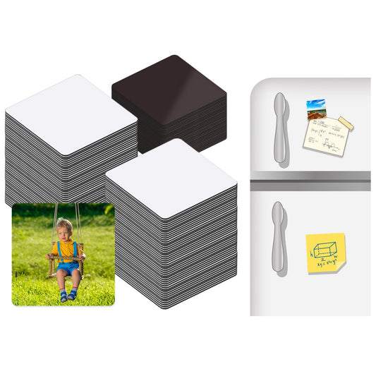 50 PCS Sublimation Magnet Blanks Metal Products Bulk Square 25 Metal Sublimation Blanks and 25 Magnets 3x3 inch Sublimation Fridge Magnet Aluminum Sign Blanks for Kitchen Office Decorative
