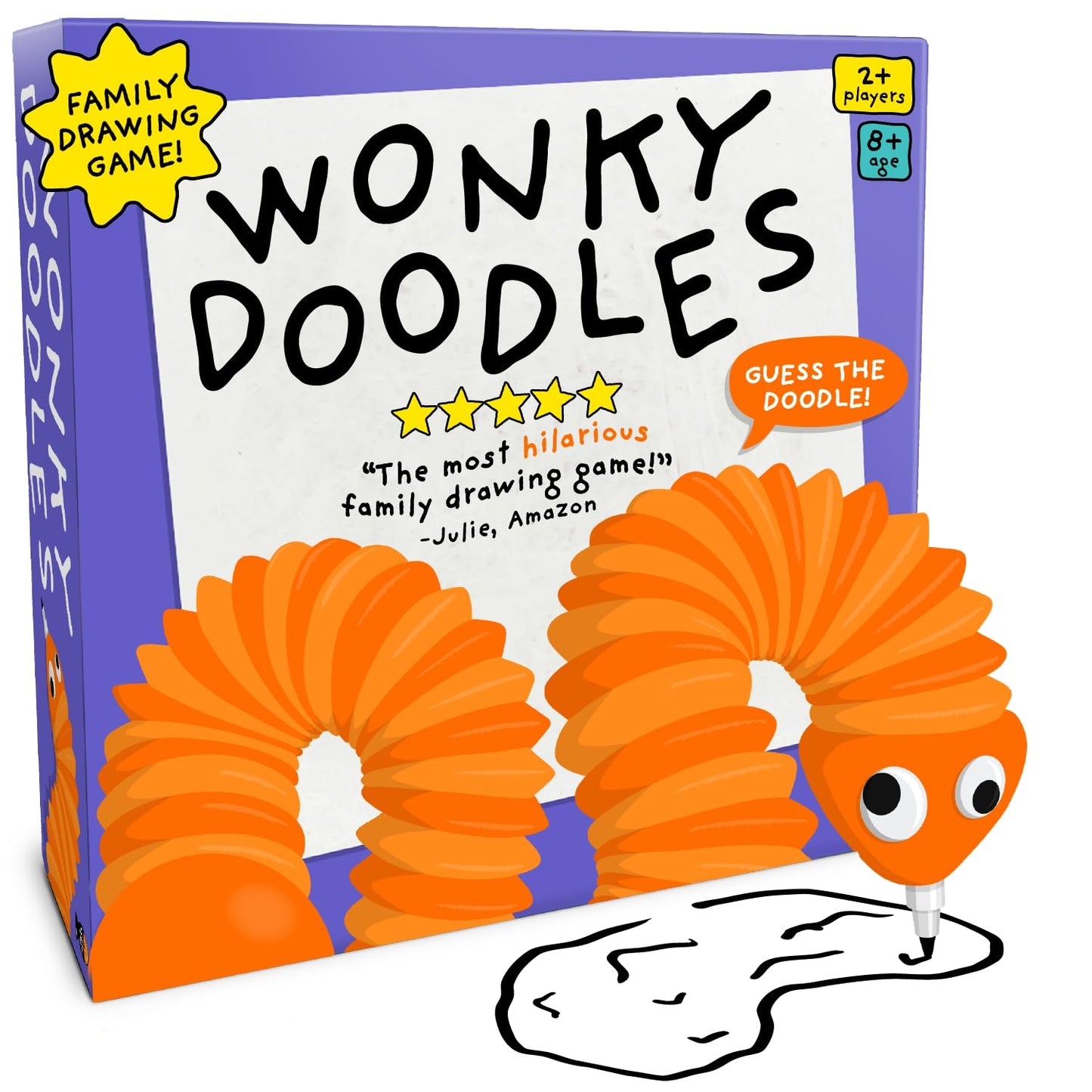 Lucky Egg Wonky Doodles – Hilarious Drawing Games for Family Game Night & Parties – Family Board Games for Adults with Wonky Doodler, 150 Word Cards & Whiteboard – Best Family Games for Ages 8+