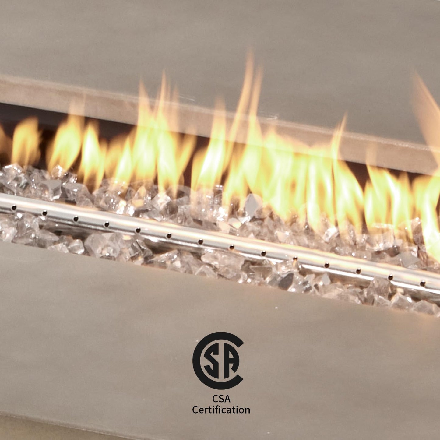 COSIEST Outdoor Propane Fire Pit Table, 56-inch x 28-inch Rectangle Gray Concrete-Like Finish, Certified, 50,000 BTU Stainless Steel Burner w Transparent Gray Fire Glass, Wind Guard, Raincover