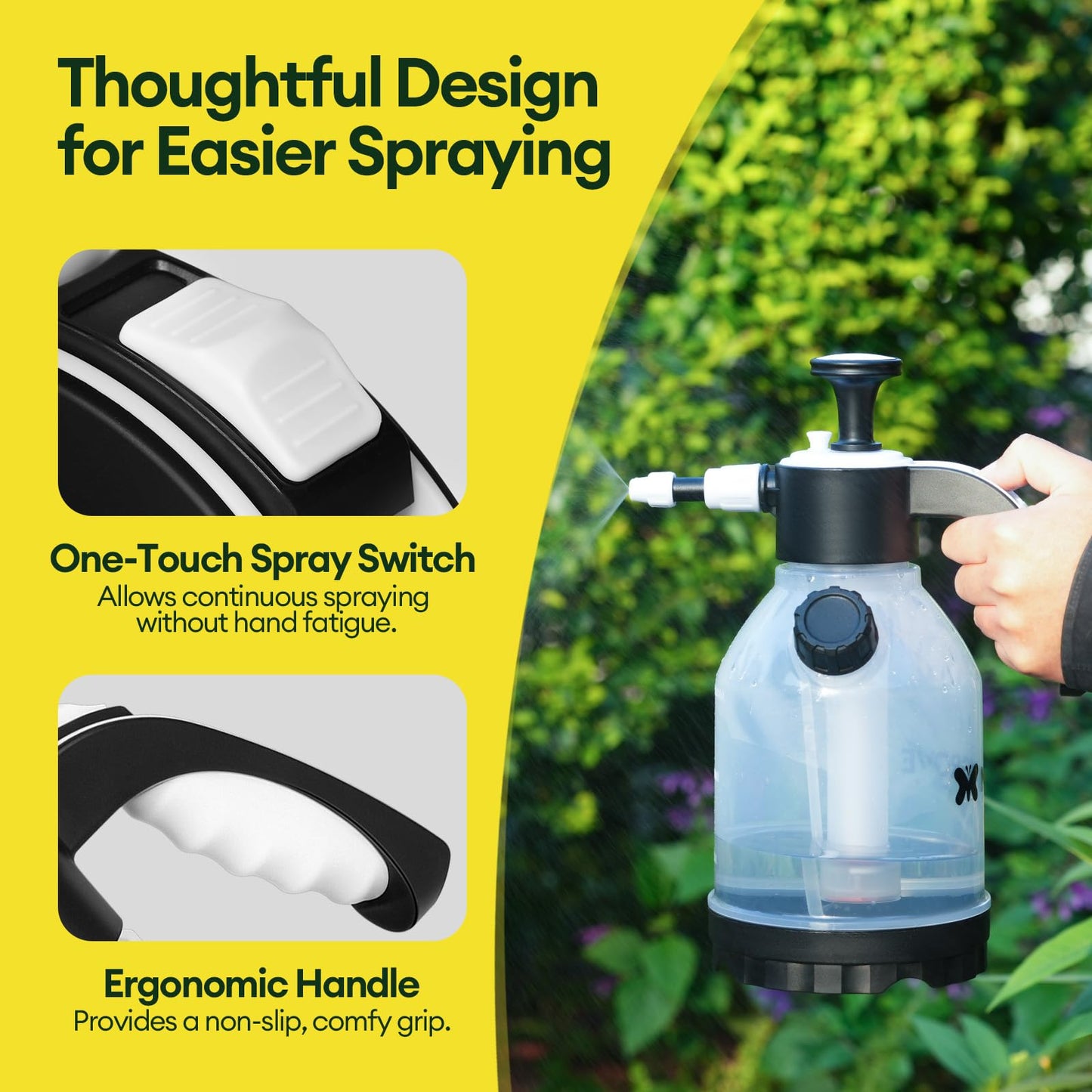 MAYGROVE 0.4 Gal Pump Sprayer, Hand Water Spray Bottle for Indoor Plant, Clear Plant Sprayer with Side Filling Port, Measuring Cup, Adjustable Nozzles, Safe Pressure Relief Valve