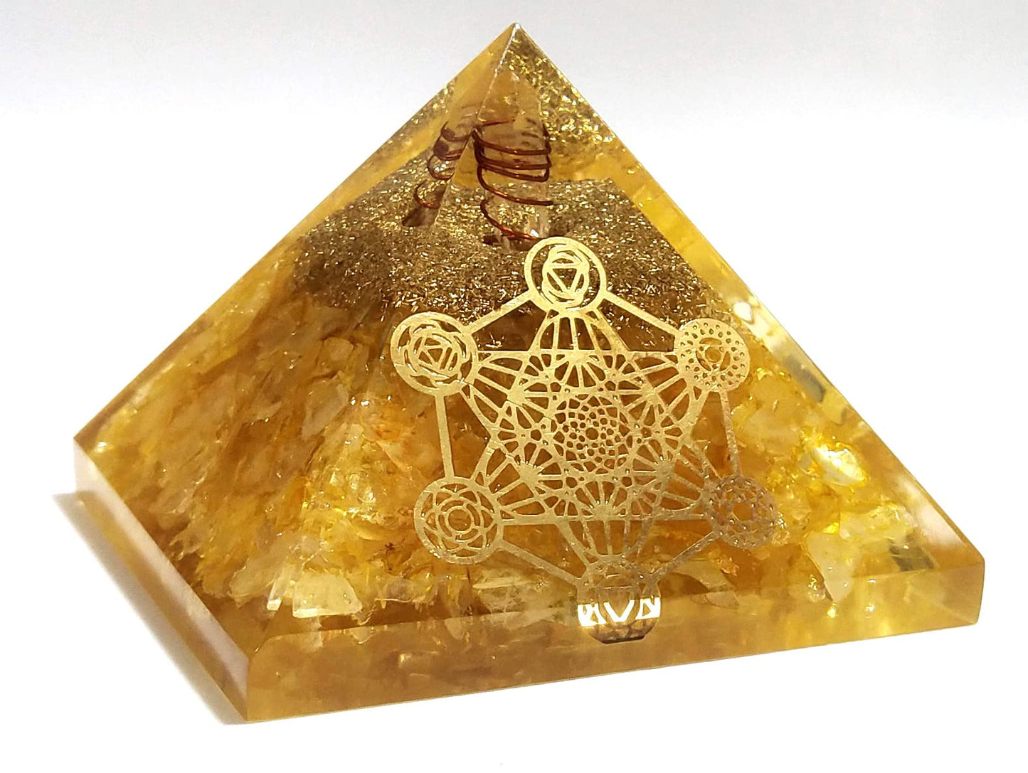 Citrine Orgone Crystal Pyramid & Pendant Seven Chakra Metatron Cube Merkaba | Natural Stone Bracelet | E Protection Kit Reiki Spiritual Healing Positive Energy Generator Yoga Meditation