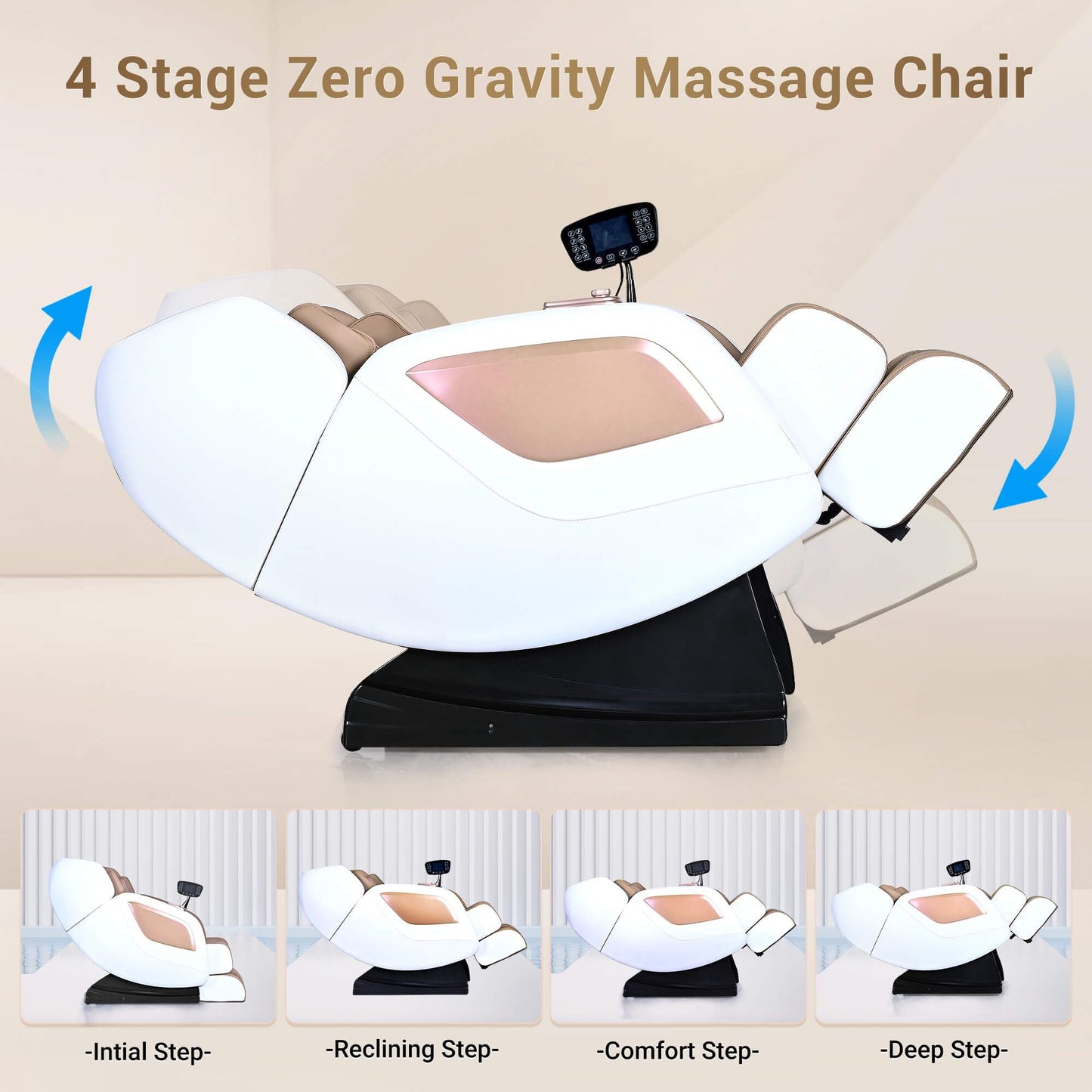 Mazzup Massage Chair Full Body with Heat, Full Body Zero Gravity Shiatsu Massage Chair, Kneading Recliner w/ 20 Auto Modes, Foot Massage, Bluetooth, USB Charging Port, Touch Screen Controller