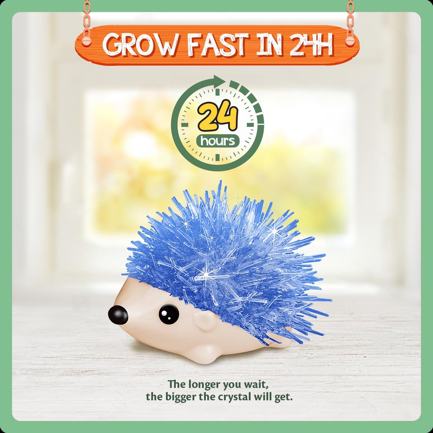 Crystal Growing Kit for Kids - 4 Vibrant Hedgehogs Fast Growing in 24H - STEM Science Kits for Kids Age 6-8 & 8-12, Educational DIY Learning Toys, Birthday Gifts for Boys & Girls Age 7, 8, 9, 10+