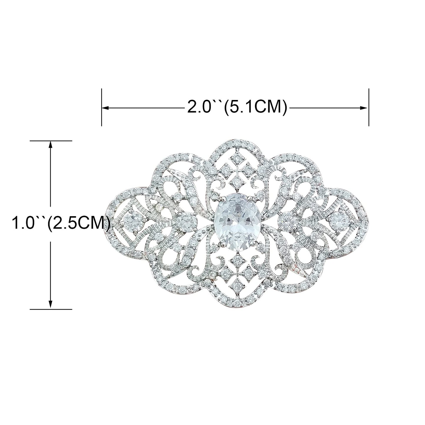 YOQUCOL Elegant Wedding Brooch Pin Flower Shape Cubic Zirconia Crystal Simulated Pearl Bridal Brooch Jewellery for Women