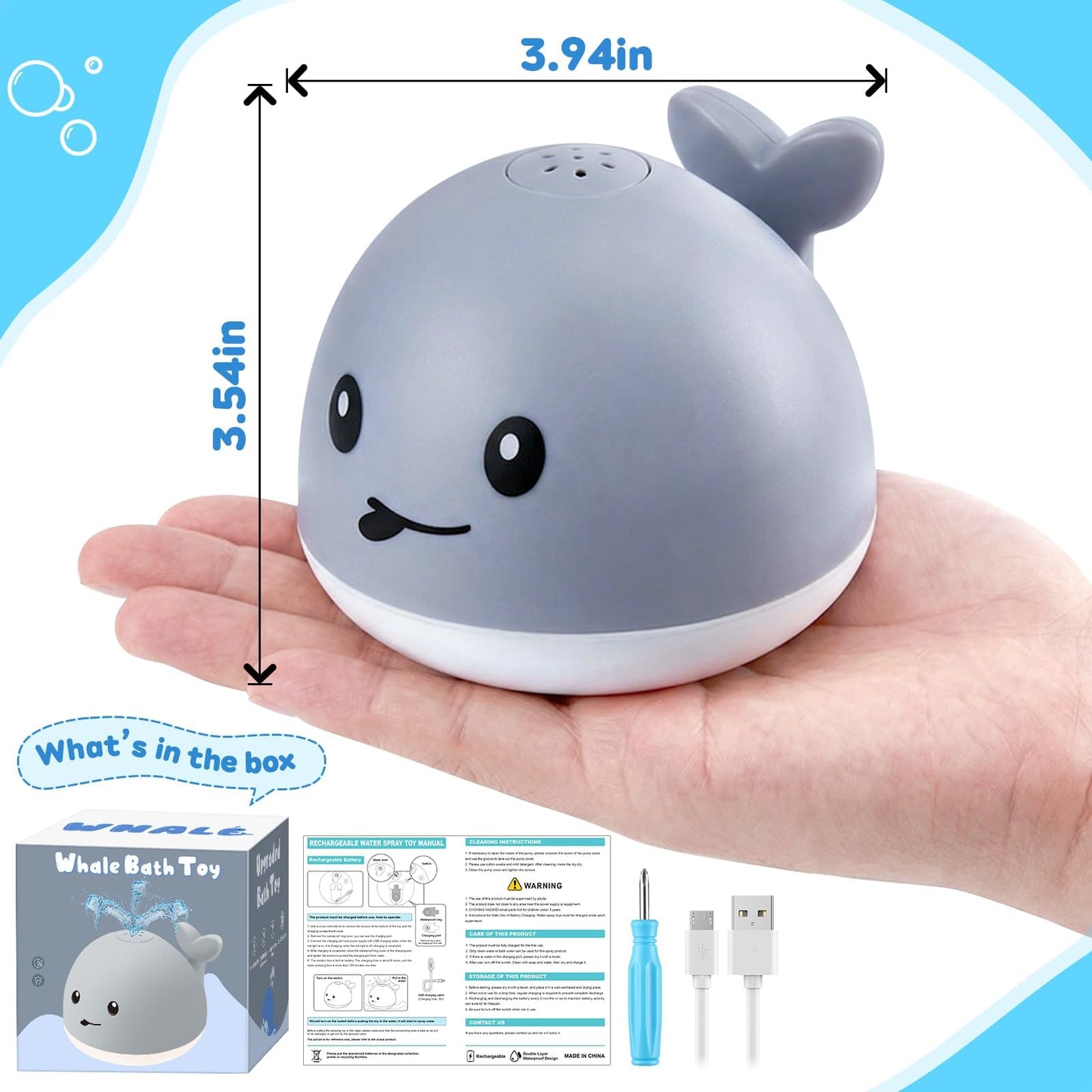 Gigilli Baby Bath Toys, Light up Bath Toys for Kids Ages 1-3, Pool Water Toys 1 Year Old Boys Girls Gifts, 6-12-18 Months Baby Whale Bath Toy Sprinkler, Toddler Fountain Bathtub Water Table Toy