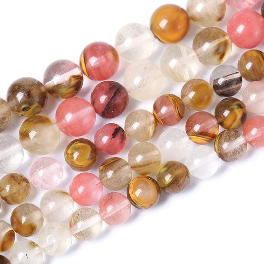 46PCS 8mm Natural Stone Beads Watermelon Tourmaline Gemstone Round Loose Spacer Beads for Jewelry Making DIY Bracelet Necklace 15 Inch,Energy Stone Healing Power