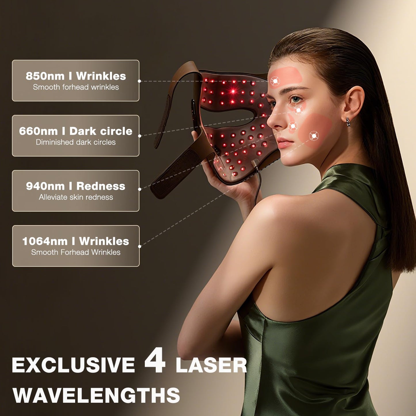 JOVS 4D Laser Light Therapy Mask - Red Light Therapy for Face, Led Face Mask Light Therapy, 6x Powerful More Than LED, FPT Technology, 4 Wavelengths, Anti-Aging