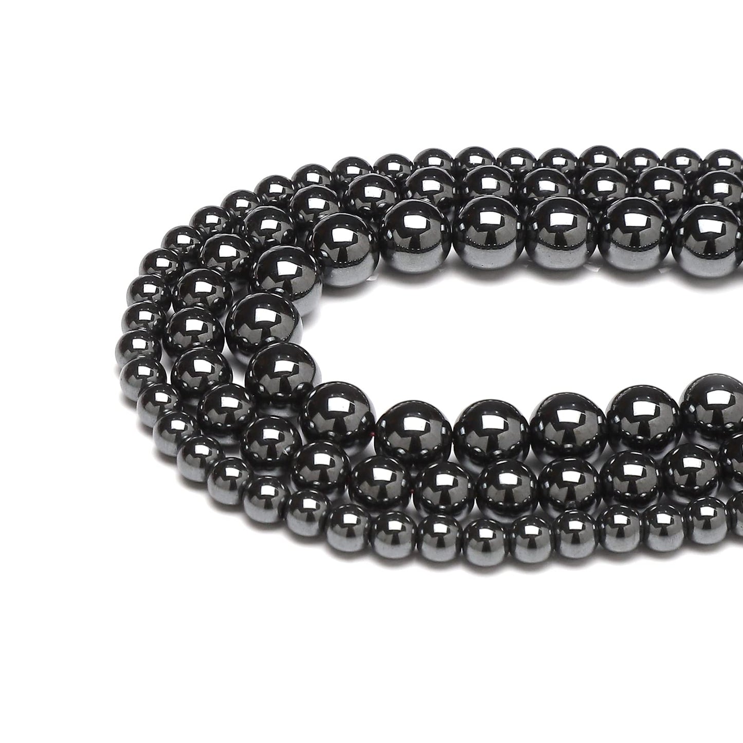 45pcs 8mm Natural Black Hematite Gemstone Beads Energy Healing Crystal Round Loose Stone Beads for Jewelry Making, DIY Bracelets Necklaces