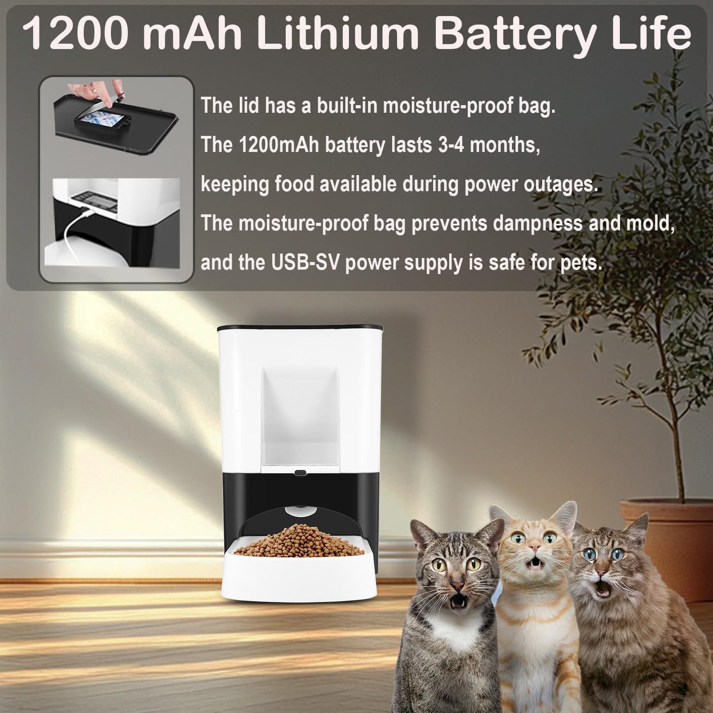 Large Automatic Dog Feeder, 14L Extra Large Breed Auto Dog Feeder Timed Programmable Pet Food Dispenser, Portion Control Voice Recording Suitable for Large and Medium-Sized Dogs
