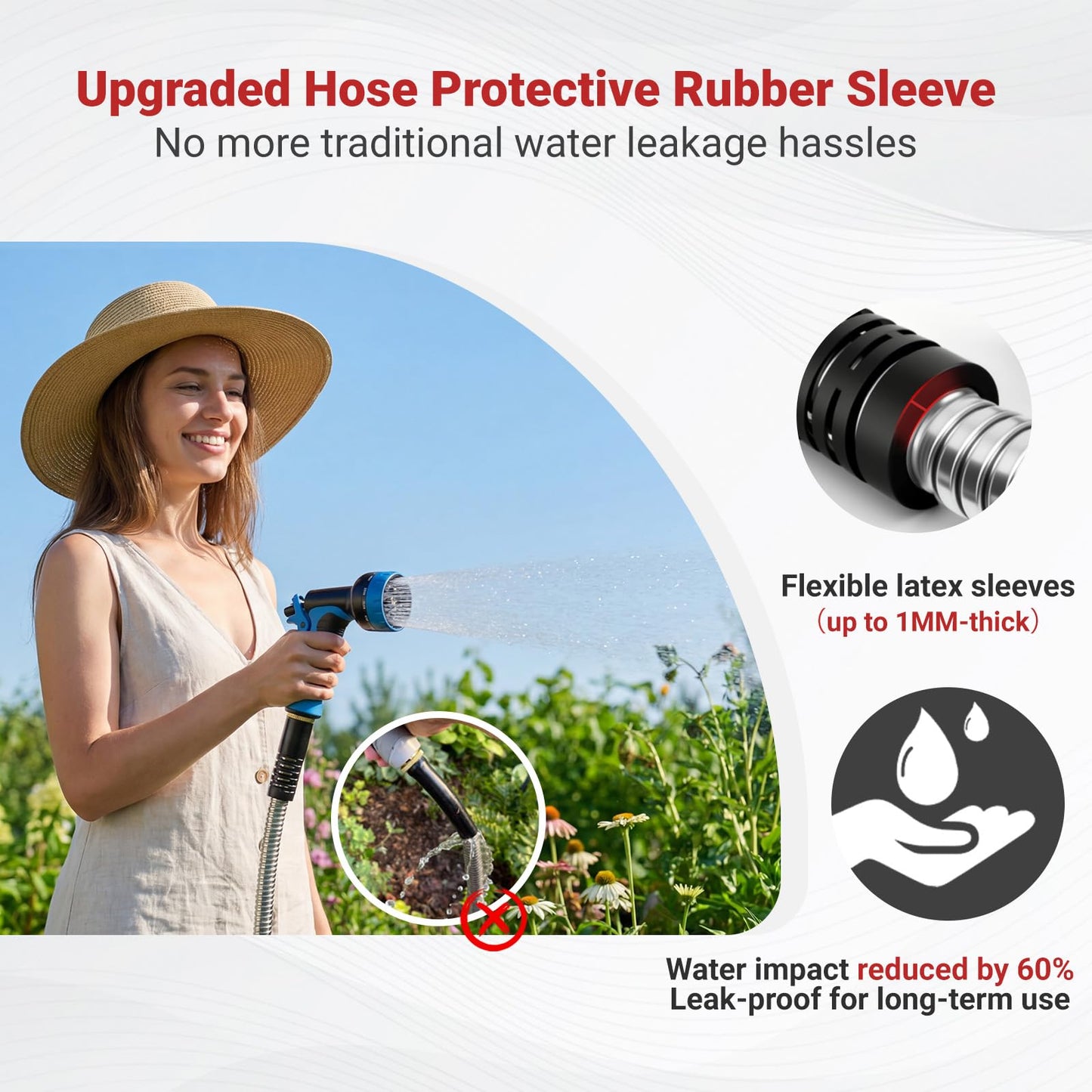 Lefree 75ft Metal Garden Hose - Heavy Duty 304 Stainless Steel Flexible Water Hose, No Kinks & Leak-Proof with Upgraded Handle, 10-Function Spray Nozzle for Yard, Garden, Pet Bath, Outdoor Cleaning