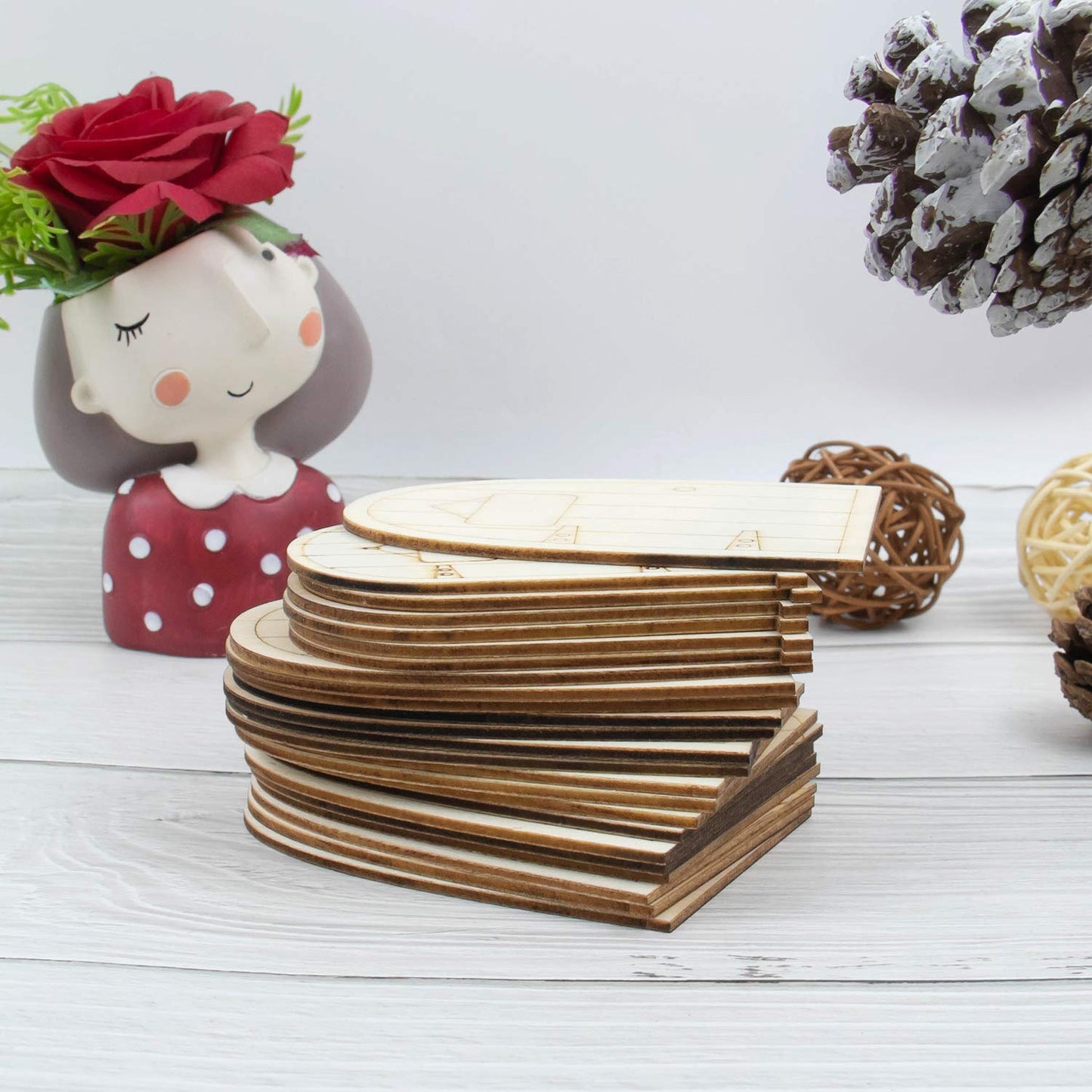 AUEAR, 24 Pack Unpainted Fairy House Doors Mini Wooden Miniature Garden Door for DIY Craft 4 Styles