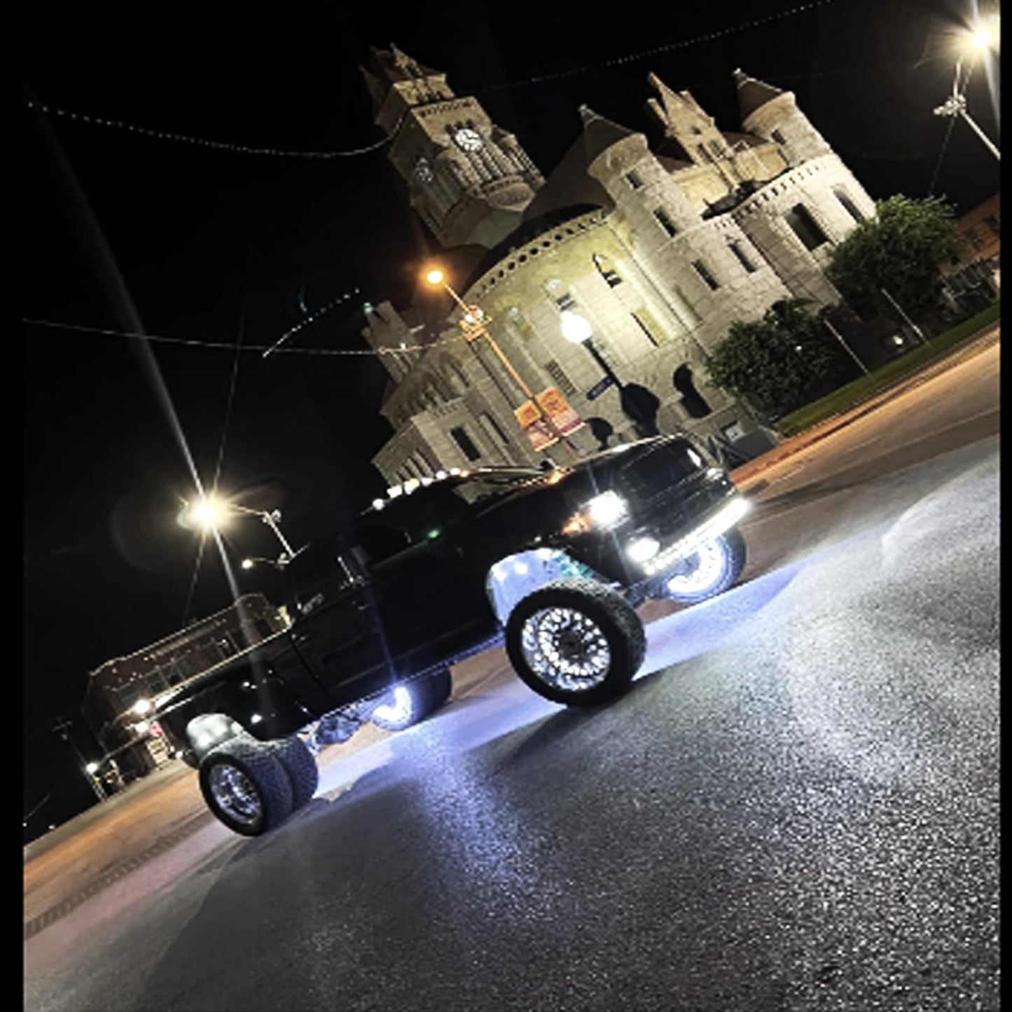 JXOFROAD 15.5in Pure White Wheel Ring Lights,12V New Upgrade Quad Rows 1152-LEDs Waterproof Tire Rim Light with RF Remote APP Control for Truck Car SUV Pickup